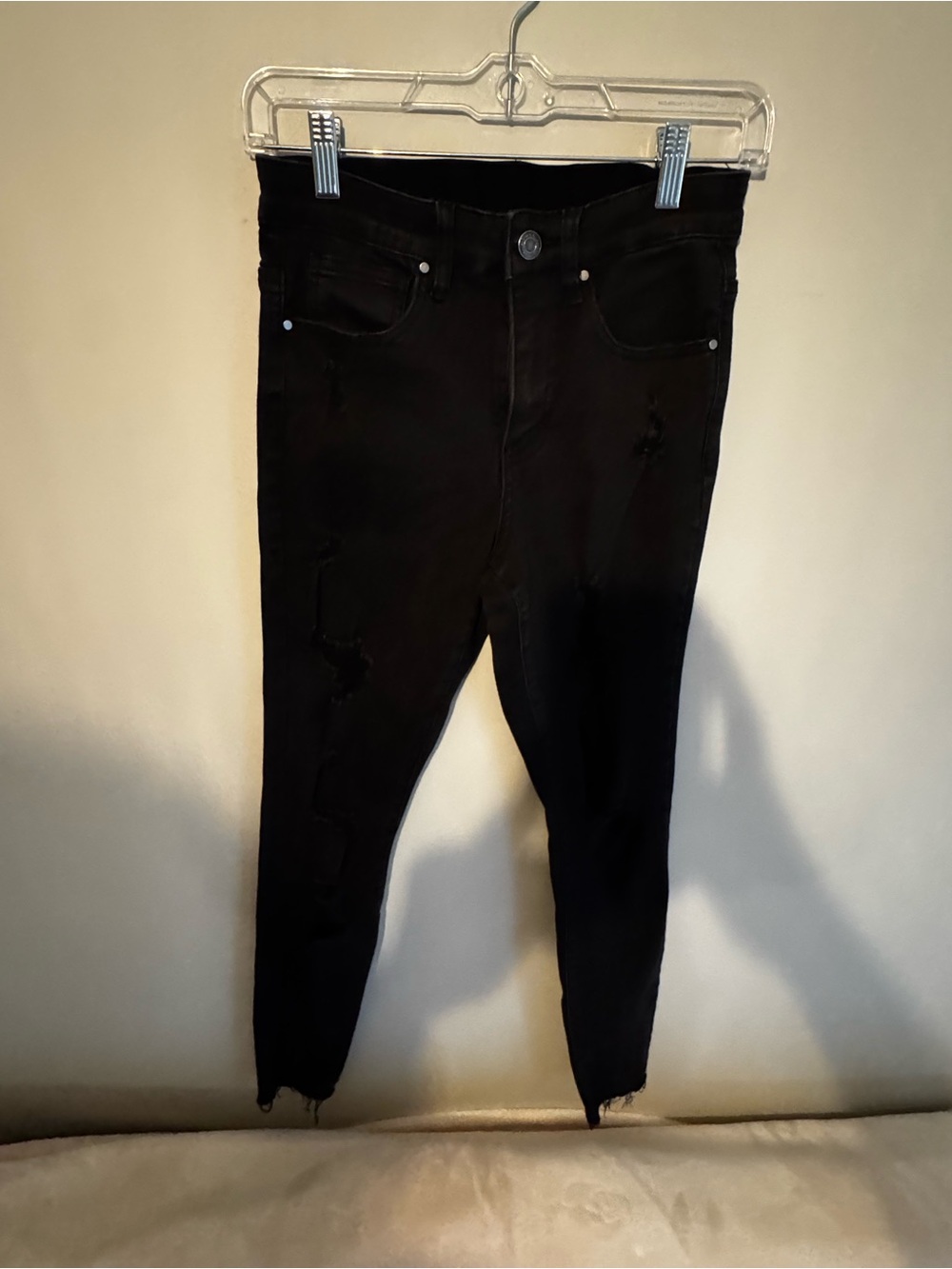Grace & Lace Black Women’s Ripped Skinny Jeans with tummy control